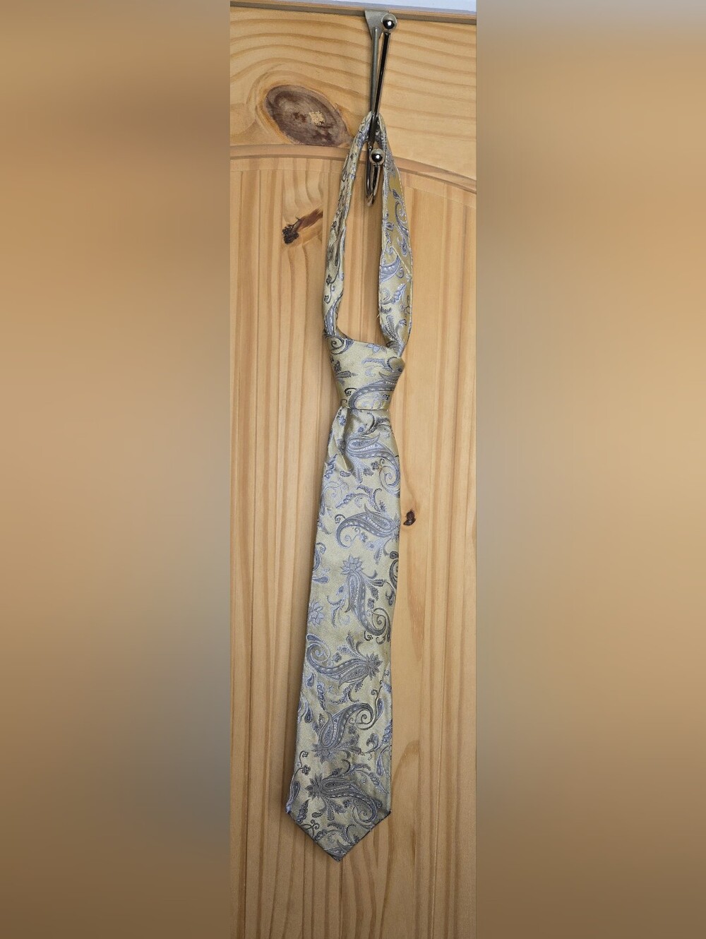 Pronto Uomo 100% Silk Gold Blue Paisley Men's Necktie Classic Dress Tie